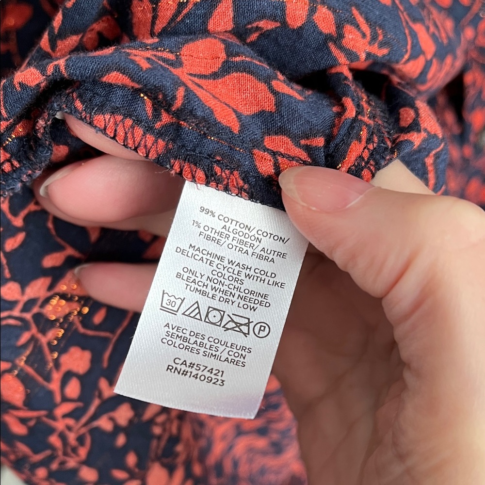 LOFT Rust Colored and Black Patterned Blouse - image 3